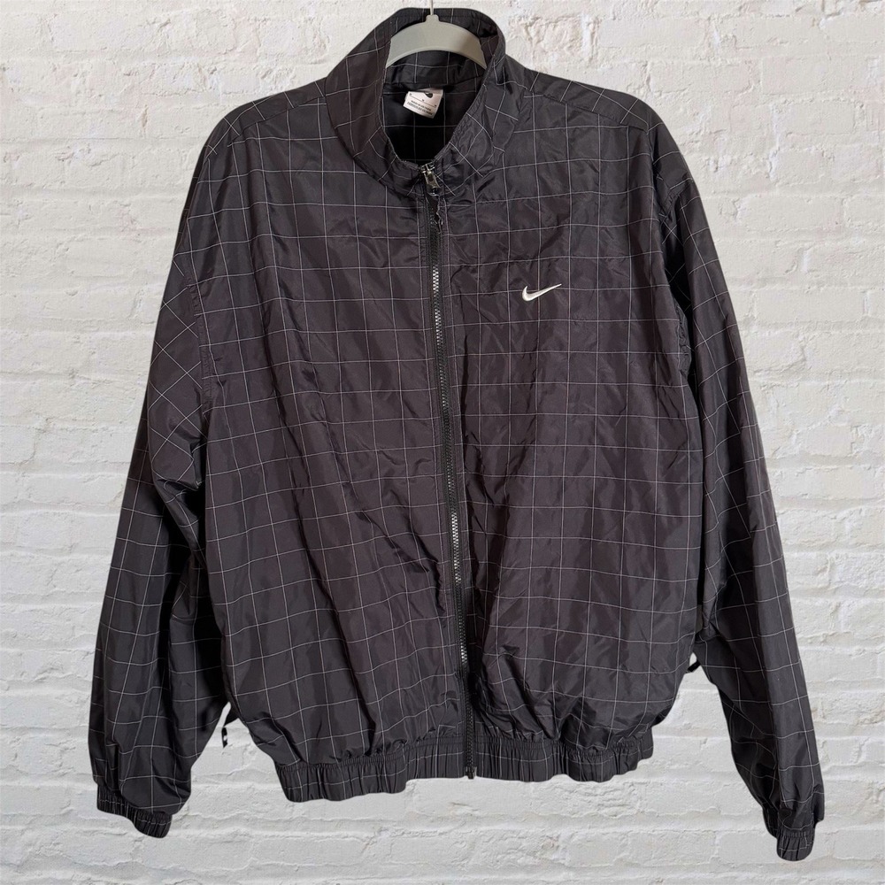 Nike Lab Men Vtg Flicker Flash Check Grid Full Zip Windbreaker Jacket M Y2K 2001